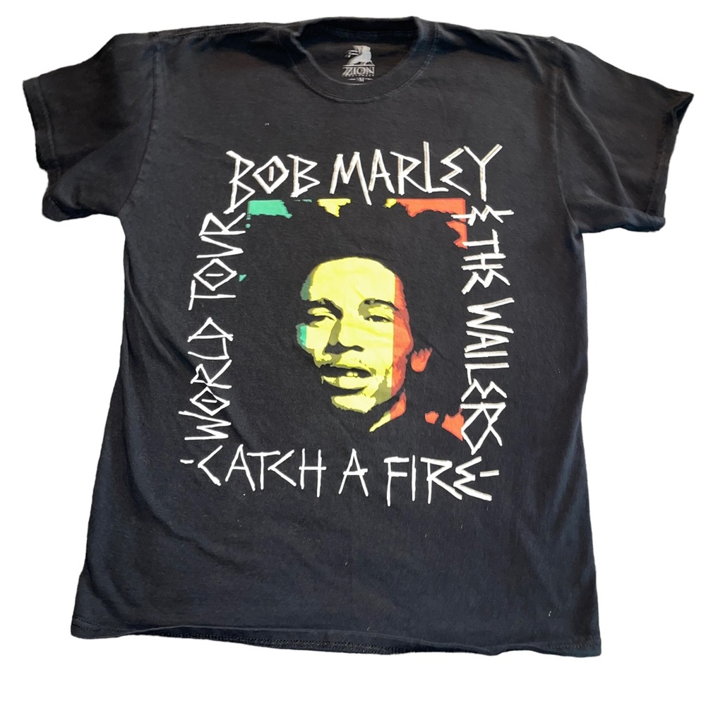 Zion Bob Marley Men’s T-Shirt Black Size Medium 100% Cotton Short Sleeve Retro